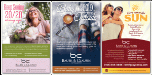 Print ads for Bauer & Clausen Optometry - Box 117 Creative