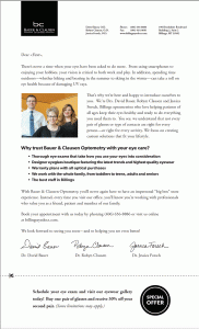 Direct Mailer Letter, Bauer & Clausen Optometry